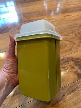 Vintage Avocado green Tupperware pick-a-deli pickle olive keeper